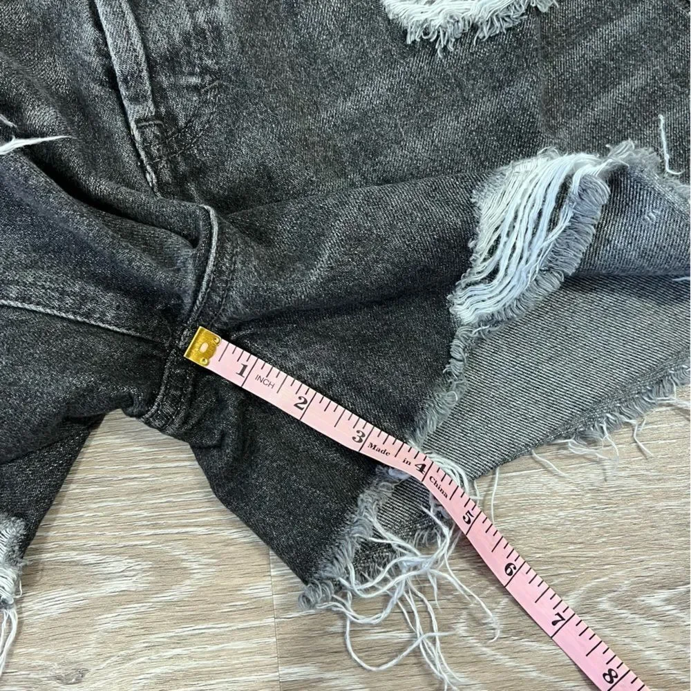 Free‎ people makai black cut off shorts high rise distressed 4” inseam